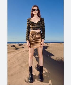 ZARA | Blogger Fave NEW Corsetry Tulle Crop Top XS Long Sleeves Sweetheart Neck